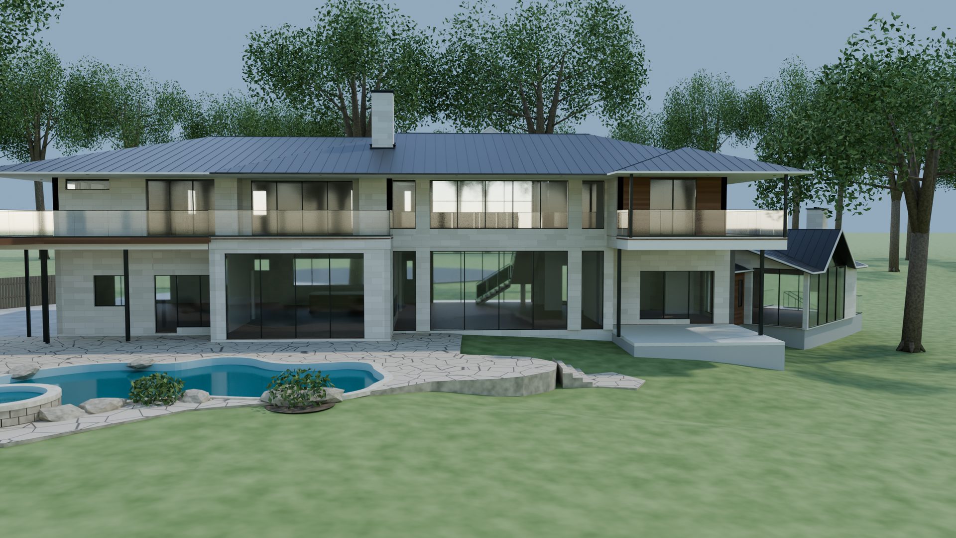 Pool and terrace massing study