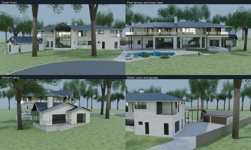 Four massing views