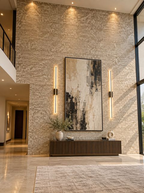 Foyer stone wall rendering
