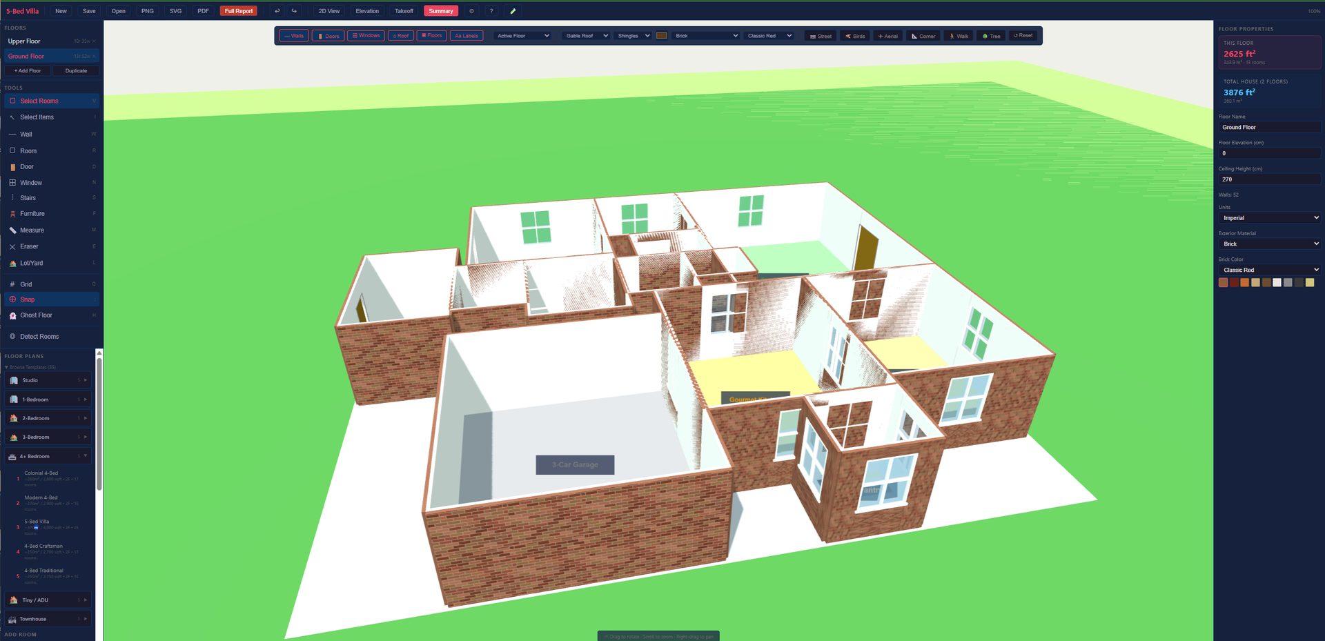 Room-by-room 3D design in HomeDraft